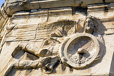 Low angle view of carving on a tower, Tower Of The Winds, Roman Agora, Athens, Greece