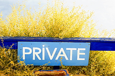 Close-up of a Private signboard, Greece