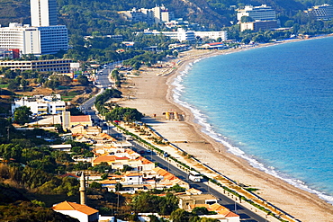 High angle view of a beach, Lalyssos Beach, Rhodes, Dodecanese Islands, Greece