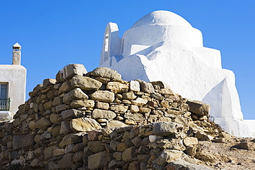 Low angle view of a church, Paraportiani Church, Mykonos, Cyclades Islands, Greece