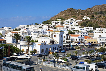 High angle view of buildings in a city, Skala, Patmos, Dodecanese Islands, Greece