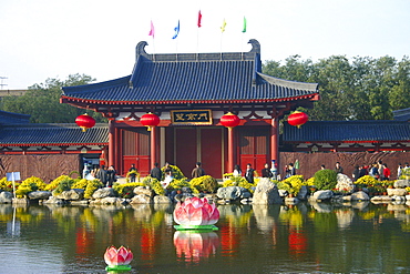 Tourists in front of a building, Xi'an, Shaanxi province, China