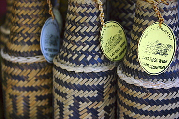 Close-up of rice wine wickers, Night Market, Luang Prabang, Laos