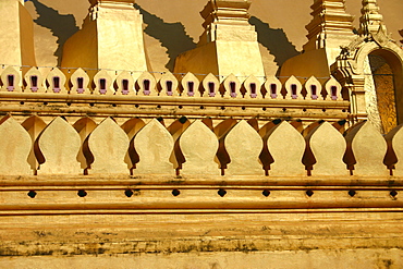 Wall of a Buddhist temple, That Luang, Vientiane, Laos