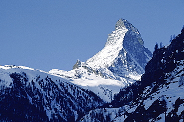 Low angle view of a snowcapped mountain, Matterhorn, Switzerland
