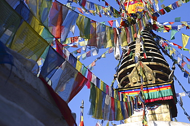 Low angle view of a temple, Swayambhunath, Kathmandu, Nepal