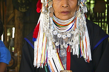 Close-up of a senior woman in traditional clothing, Chiang Khong, Thailand