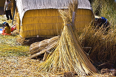 Hut in a village, Uros Floating Islands, Puno, Peru