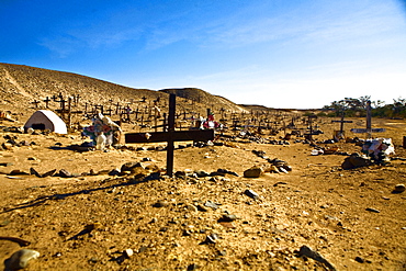 Graves in a cemetery, Cahuachi, Nazca, Ica Region, Peru