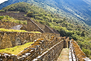 Old ruins of buildings, Choquequirao, Inca, Cusco Region, Peru