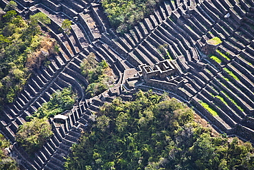 High angle view of the old ruins, Choquequirao, Peru