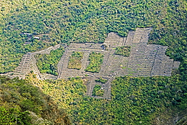 Panoramic view the of old ruins, Andenes, Choquequirao, Inca, Cusco Region, Peru