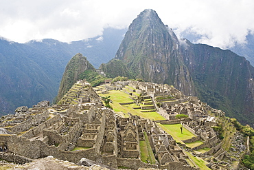 High angle view of ruins on mountains, Machu Picchu, Cusco Region, Peru