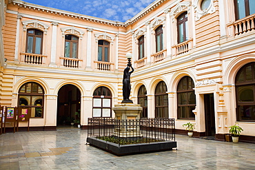 Monument in a courtyard of a museum, Museo Postal y Filatelico del Peru, Lima, Peru