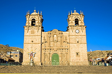 Facade of a cathedral, Puno, Peru