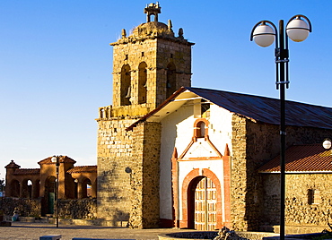 Facade of a church, Church Of Santo Domingo, Chicuito, Puno, Peru