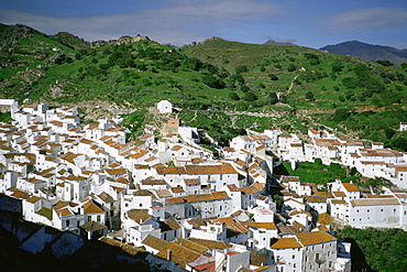 High angle view of houses in a village, Spain