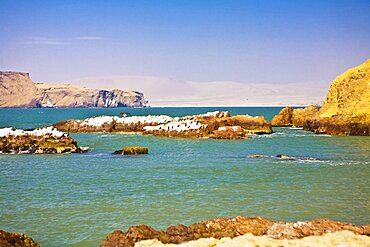 Rock formations in water, Paracas National Reserve, Paracas, Ica Region, Peru