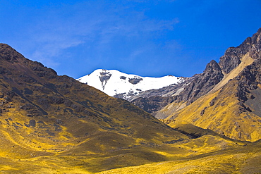 Low angle view of a snowcovered mountain, Puno, Peru