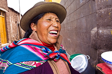 Close-up of a mid adult woman laughing, Peru