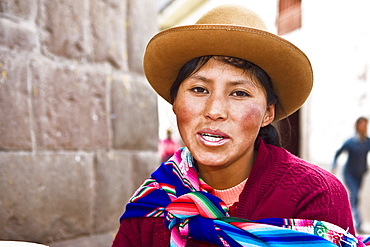 Portrait of a young woman smiling, Peru