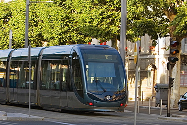 Cable car on tracks, Vieux Bordeaux, Bordeaux, France