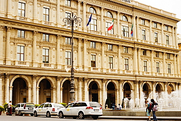 Fountain in front of a building, Piazza De Ferrari, Genoa, Liguria, Italy