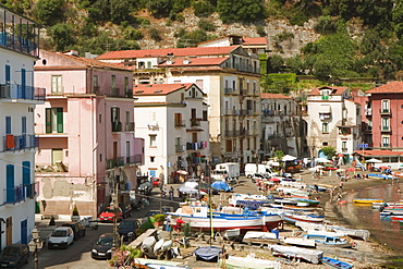 Buildings at the seaside, Marina Grande, Capri, Sorrento, Sorrentine Peninsula, Naples Province, Campania, Italy