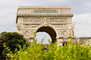 Low angle view of an archway, Piazza Della Vittoria, Genoa, Liguria, Italy