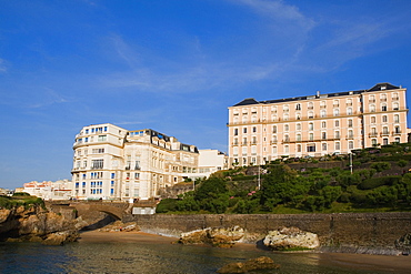 Low angle view of hotels, Le Bellevue, Biarritz, France