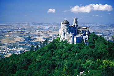 Palace on a hilltop, Palacio de Pina, Sintra, Estremadura, Portugal