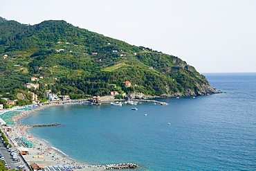 High angle view of a coastline, Levanto, La Spezia, Liguria, Italy