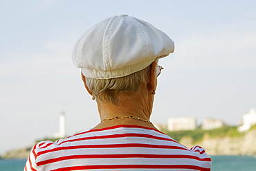 Rear view of a woman, Baie de Biarritz, Biarritz, Pyrenees-Atlantiques, France