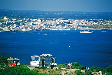 Tourists near a bus, Setubal, Portugal