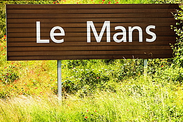 Close-up of an information board, Le Mans, France