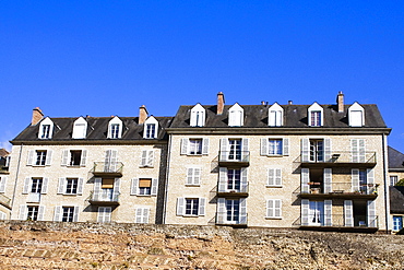 Low angle view of medieval houses, Le Mans, Sarthe, Pays-de-la-Loire, France