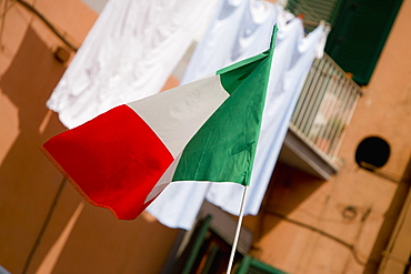 Close-up of an Italian flag, Naples, Naples Province, Campania, Italy