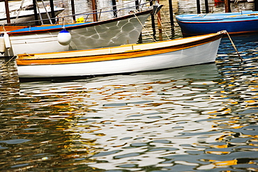 Boats moored at a harbor, Marina Grande, Capri, Sorrento, Sorrentine Peninsula, Naples Province, Campania, Italy