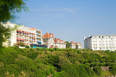 Low angle view of hotels buildings, St. Martin, Biarritz, France