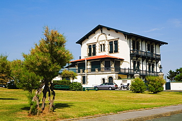 Lawn in front of a house, Biarritz, Basque Country, Pyrenees-Atlantiques, Aquitaine, France