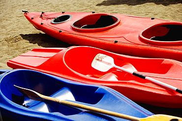 High angle view of kayaks, Sorrento, Sorrentine Peninsula, Naples Province, Campania, Italy