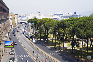 High angle view of vehicles on the road, Via Ammiraglio Ferdinando Acton, Naples, Naples Province, Campania, Italy