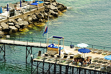 High angle view of a group of people at a pier, Marina Grande, Capri, Sorrento, Naples Province, Campania, Italy