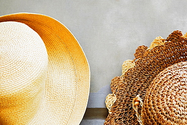 Hats at a market stall, Sorrento, Sorrentine Peninsula, Naples Province, Campania, Italy