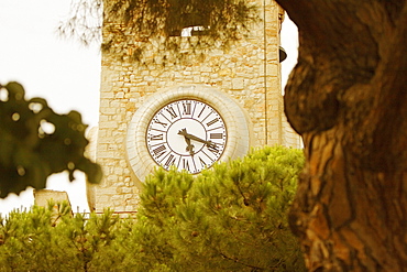 Low angle view of a clock tower, Musee De La Castre, Cote d'Azur, Cannes, Provence-Alpes-Cote D'Azur, France