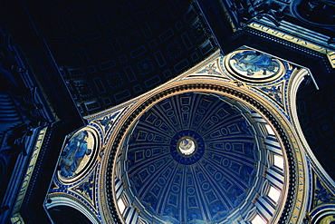 Low angle view of the ceiling of a basilica, St. Peter's Basilica, Vatican City