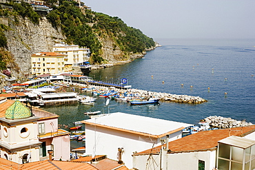 High angle view of a town, Church of St. Anna, Marina Grande, Capri, Sorrento, Sorrentine Peninsula, Naples Province, Campania, Italy