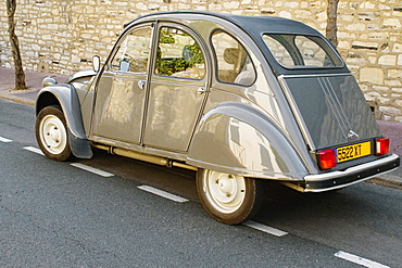 Citroen 2CV car on a road, Biarritz, France