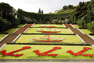 High angle view of a garden, Scalinata Delle Caravelle, Piazza Della Vittoria, Genoa, Liguria, Italy