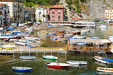 Boats at a harbor, Marina Grande, Capri, Sorrento, Sorrentine Peninsula, Naples Province, Campania, Italy